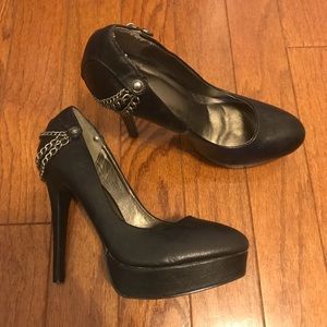 “Speed Limit 98” Black chain heels